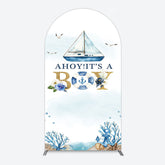 Lofaris Ahoy Boy Seagulls Boat Baby Shower Arch Backdrop
